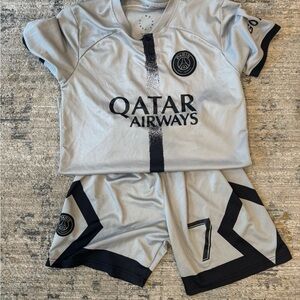 Kids Gray Soccer Jersey Set